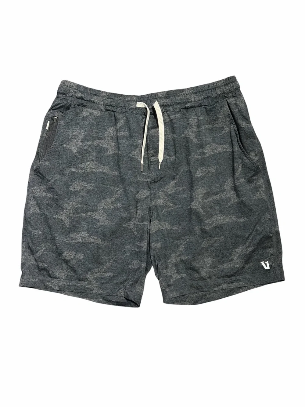 Vuori Men’s Banks Shorts Size Large Gray Camo Athletic Training Gym Casual